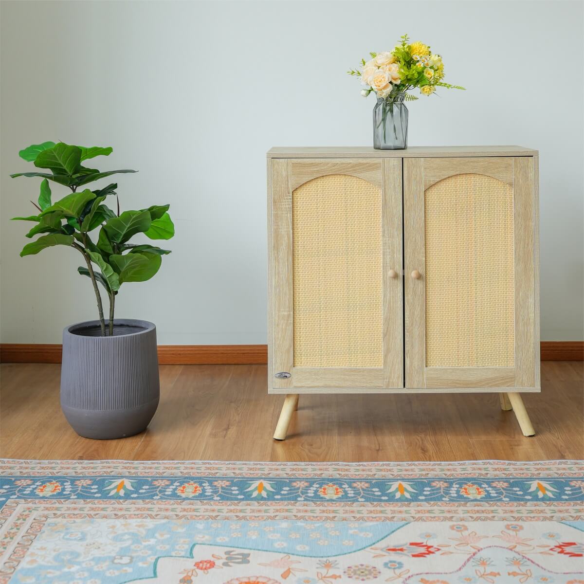 Solid Wood Storage Cabinet - Freestanding Storage Cupboard