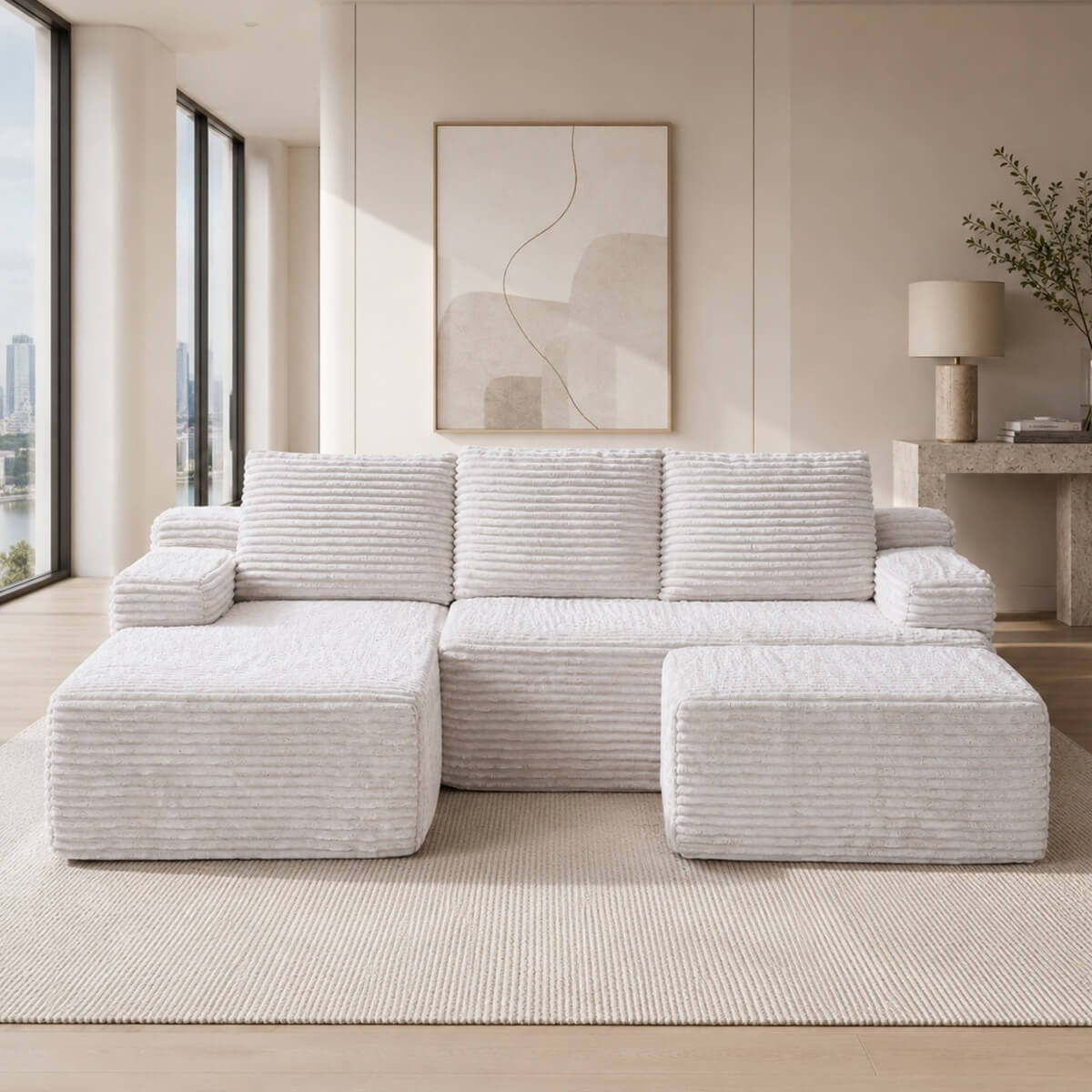 SOFTY Compressed Modular Sofa with Chaise & Ottoman