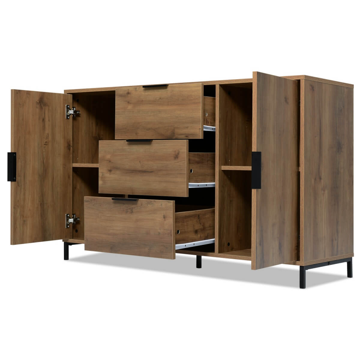 Sideboard Cabinet with 2 Doors and 3 Drawers - Storage Unit with Adjustable Shelf