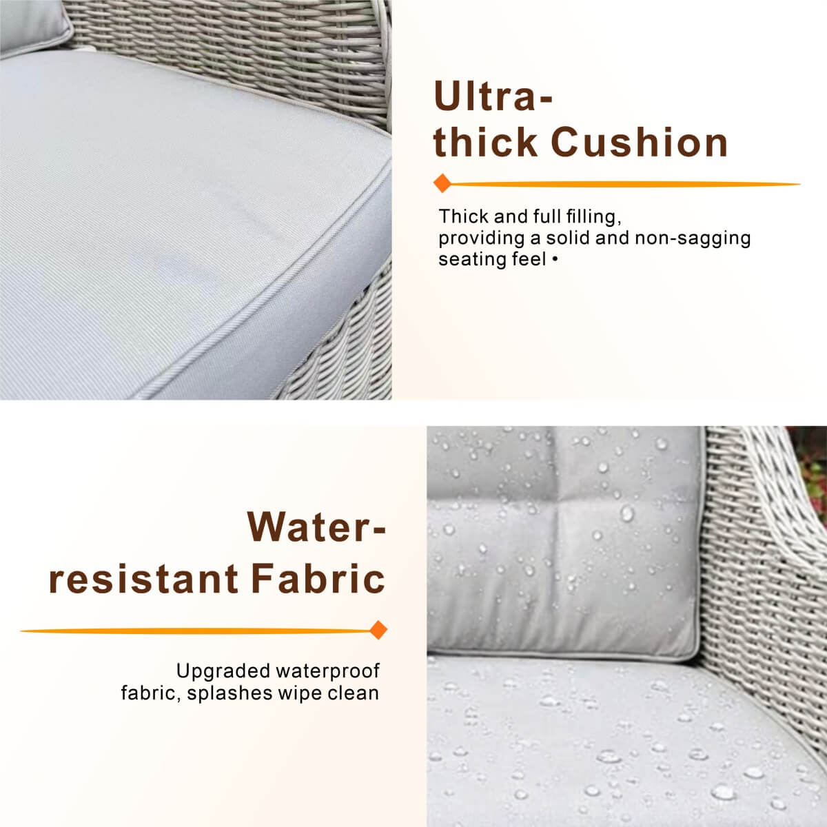 Outdoor Rattan Bistro Set - 2-Seater Sofa with Coffee Table, Grey