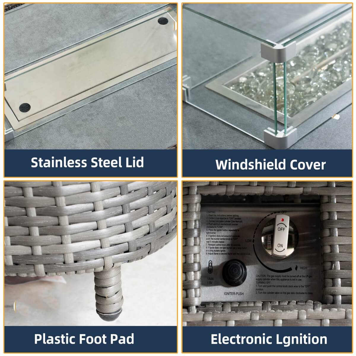 Aluminium Lift-Top Fire Pit Table - Adjustable Coffee & Dining Table