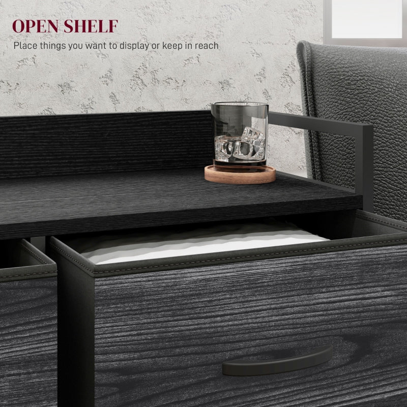 Rustic Chest of Drawers, Six Fabric Drawers - Black