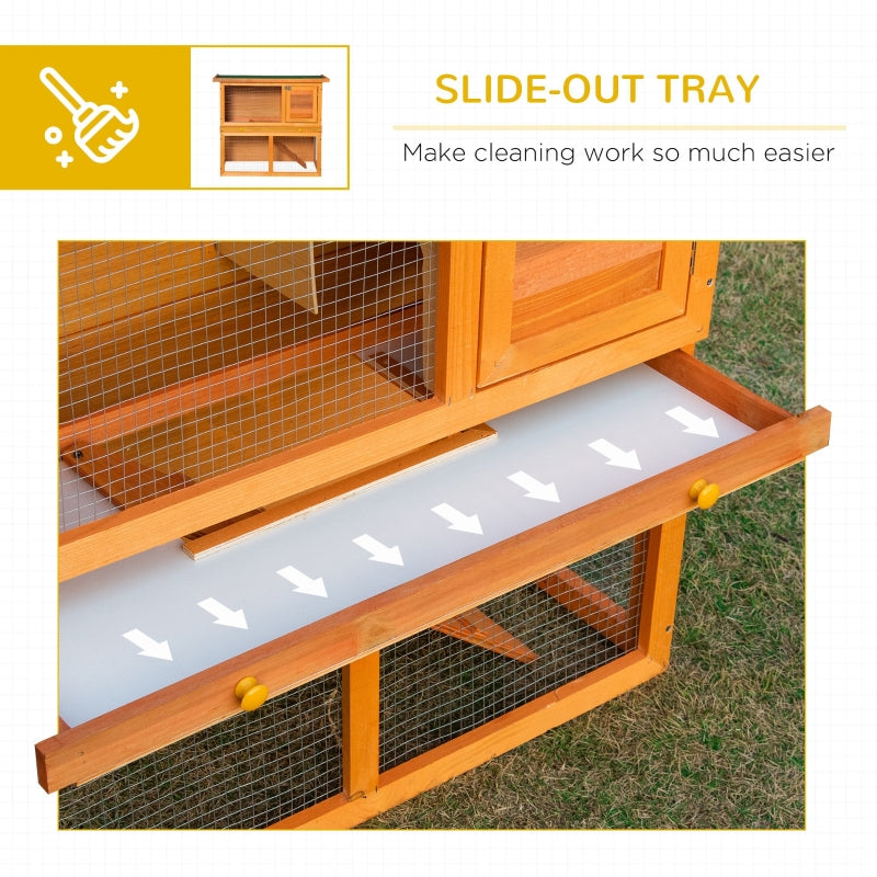 Rabbit Hutch Outdoor Guinea Pig Hutch 2-Tier with Opening Top, Wooden