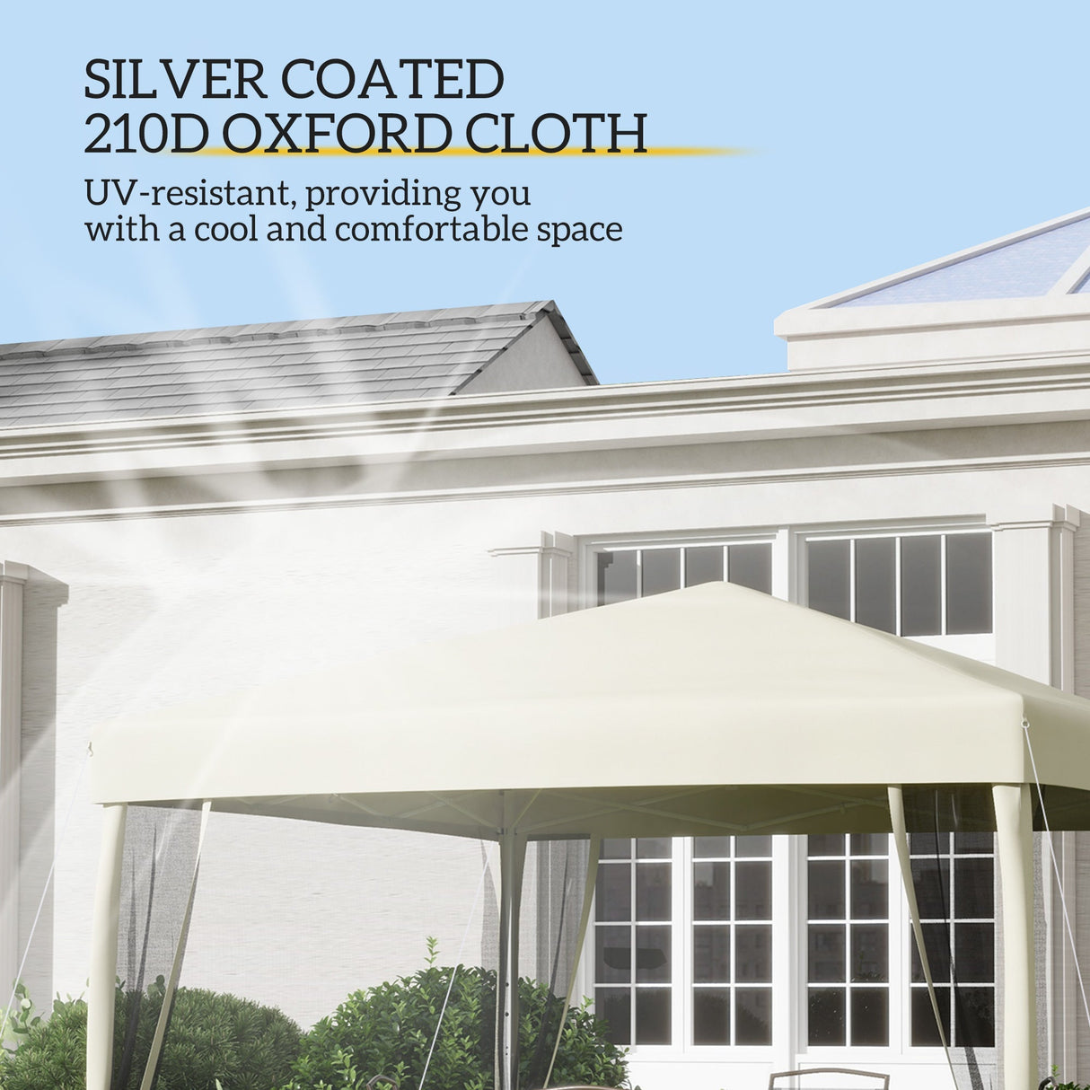 Pop Up Gazebo with 4 Mesh Sides, Carry Bag, Adjustable Height - 3x3m