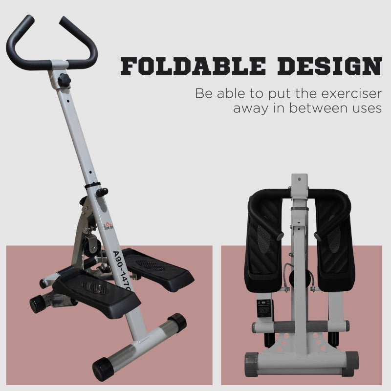 Stepper with Handle Hand Grip for Fitness Aerobic Exercise Grey