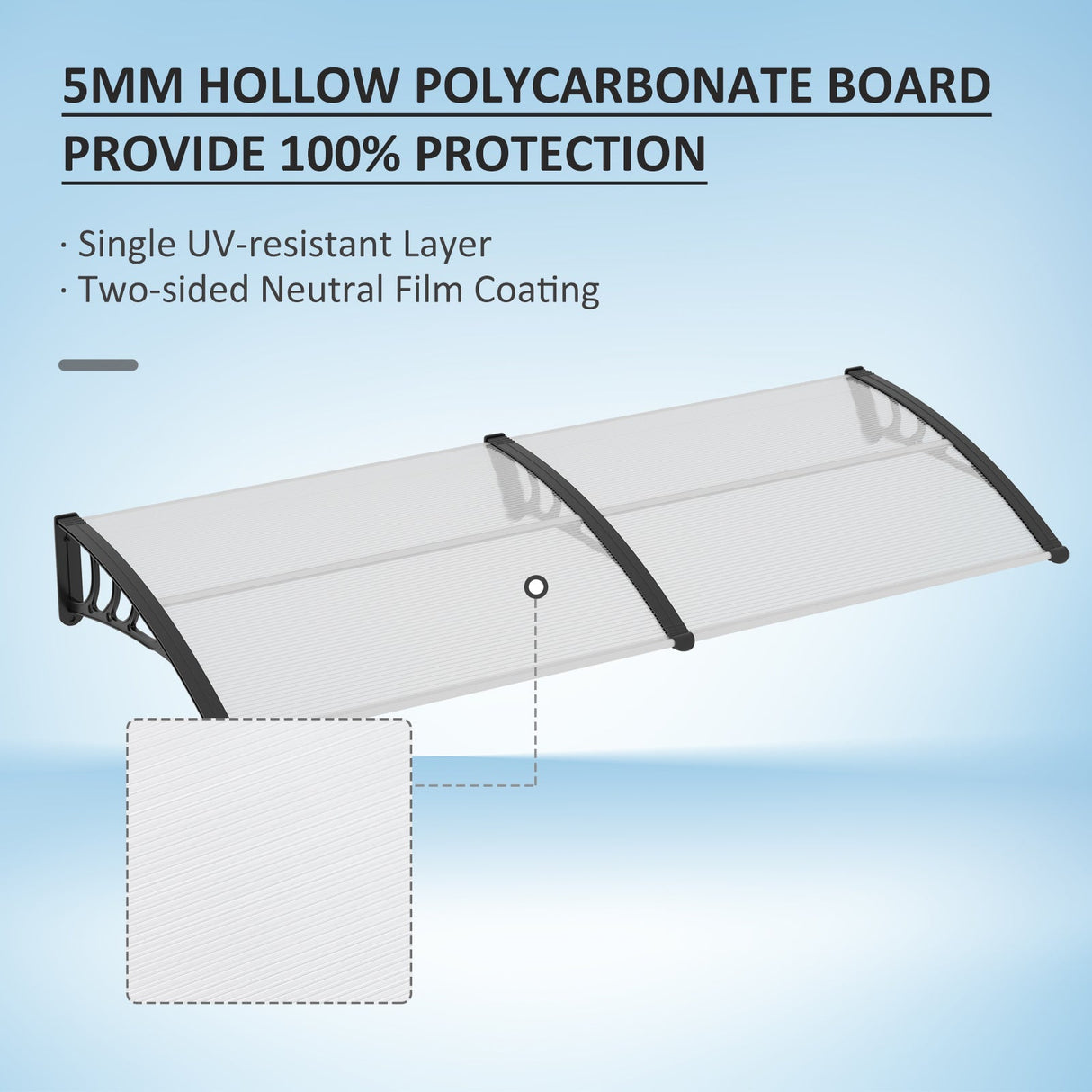 Front Door Canopy Outdoor Awning Polycarbonate White