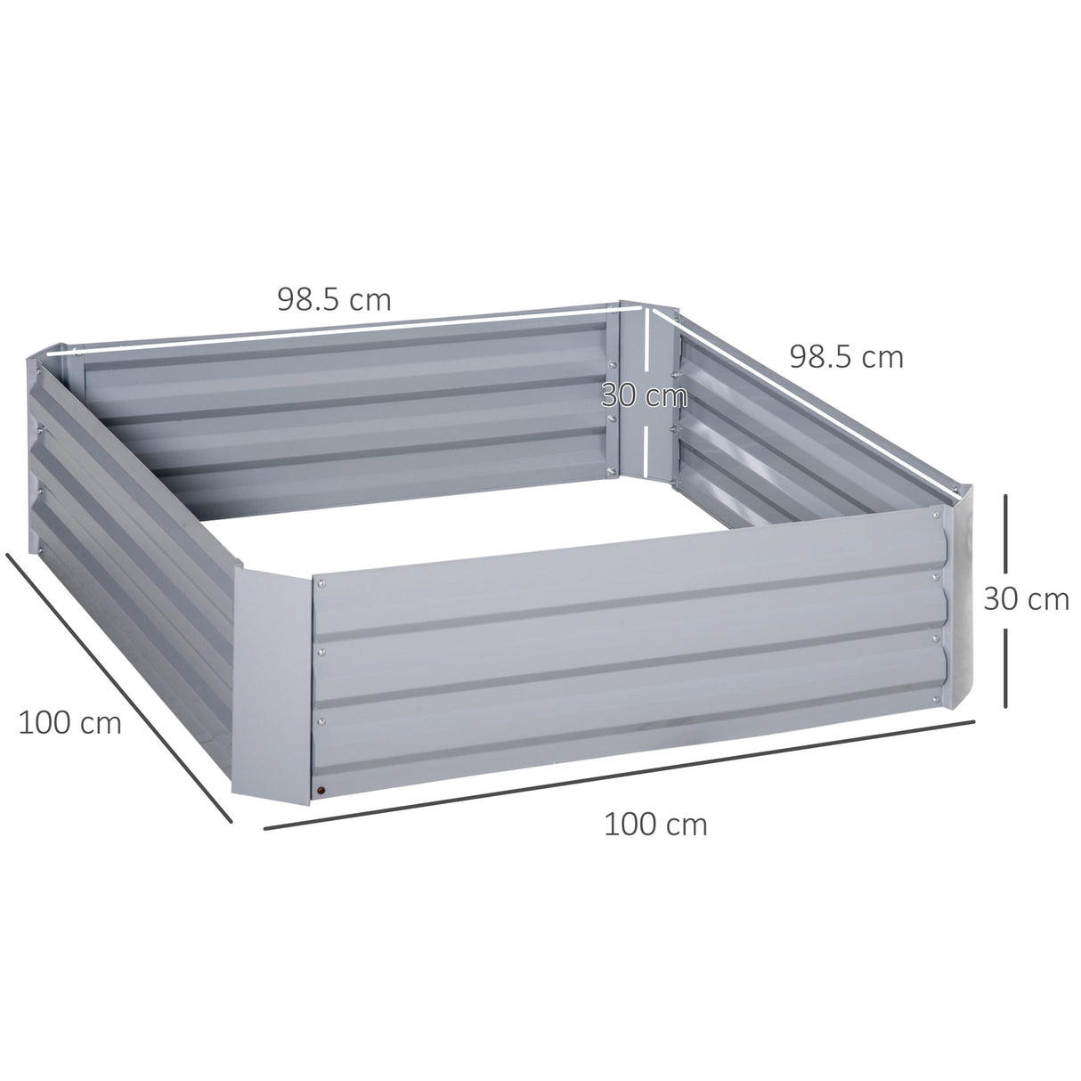 Raised Garden Bed, Elevated Galvanised Planter Box for Flowers, Herbs, Set of 2, Grey