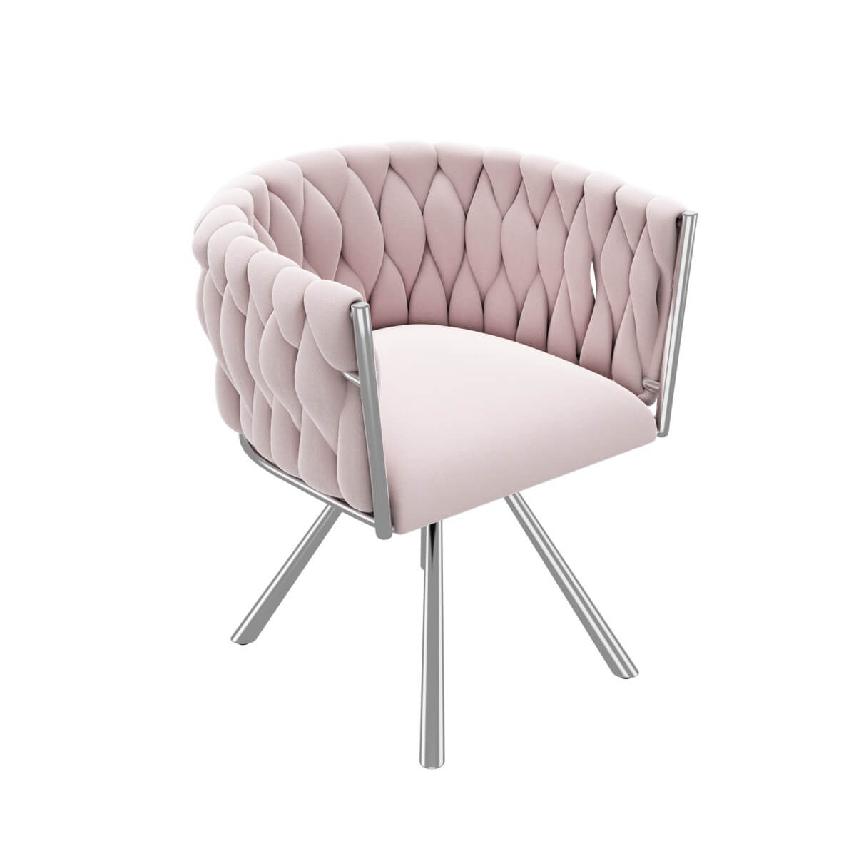 Velvet Swivel Dining Chair – Luxury Single Chair with Metal Legs for Living Room & Bedroom, Pink