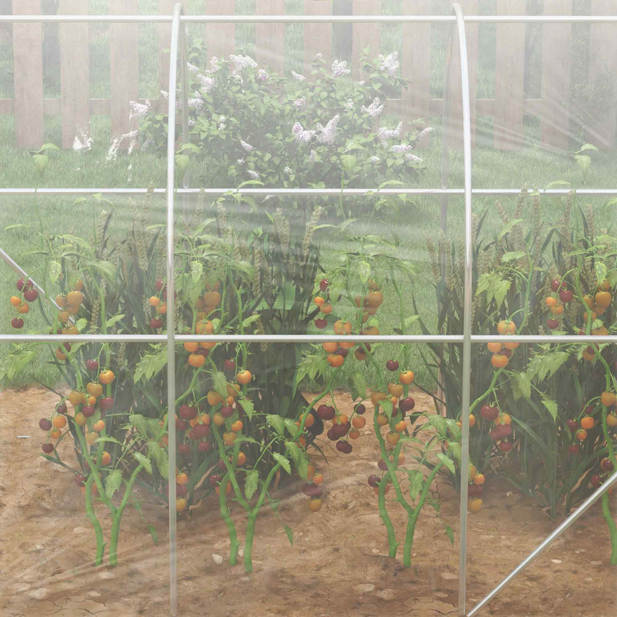 Polytunnel Greenhouse Walk-in Grow House, PE Cover Galvanised Steel Frame, Clear