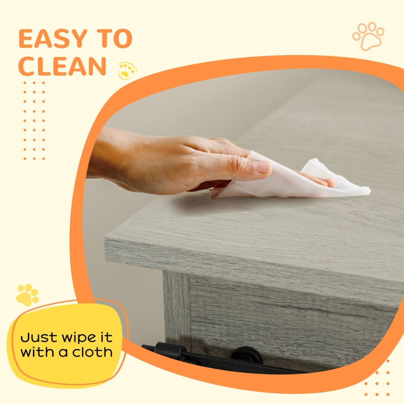 PawHut Dog Crate Furniture, Double Cage with Divider - Grey