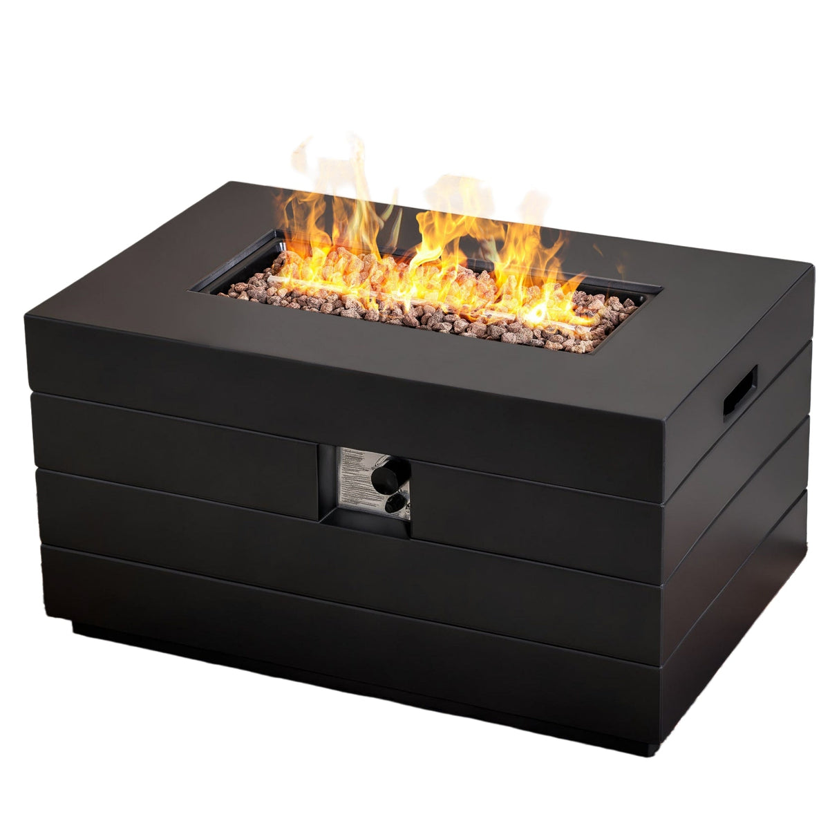 50,000 BTU Dark Gray Rectangular Propane Fire Pit Table with Lid, Outdoor Gas Fire Table with Hidden Tank, Lava Rocks & Cover Included