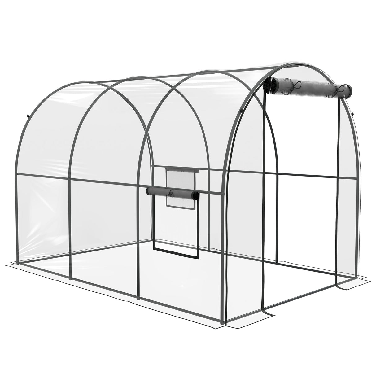 Polytunnel Greenhouse Walk-in Grow House, Steel Frame, Clear