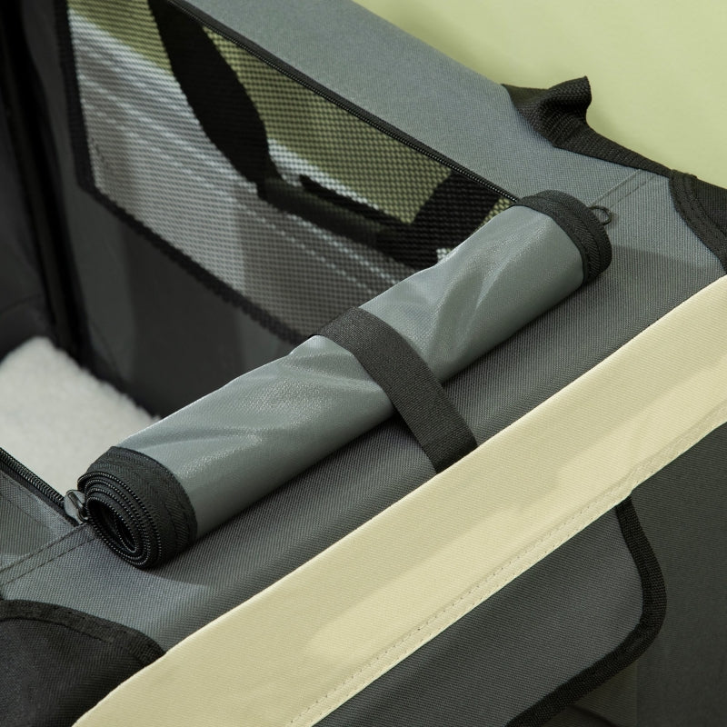 Pet Carrier 70cm Foldable, with Cushion, for Small Dogs and Cats - Grey