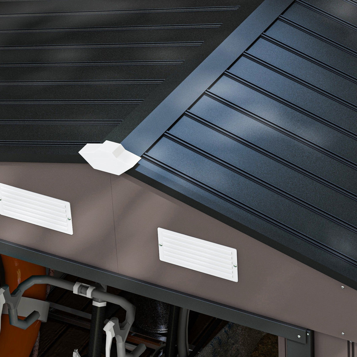 Metal Garden Shed with Ventilation, Foundation Kit & Lockable Double Doors, Brown