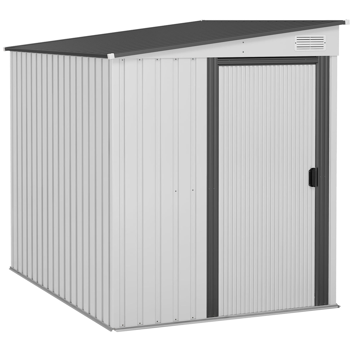 Galvanised Metal Shed 7 x 5ft with Sliding Door, White