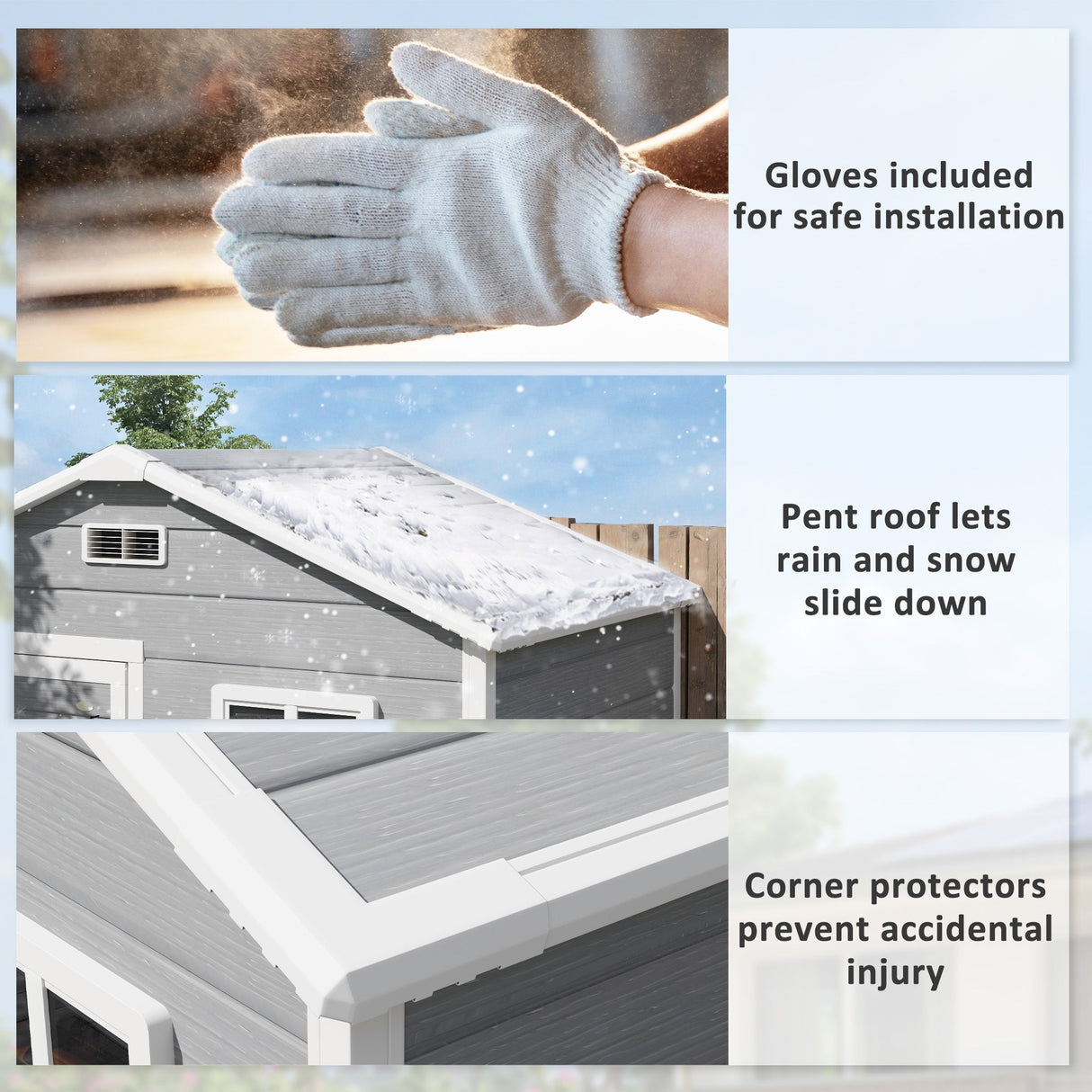 Outdoor Shed with Foundation, Lockable Door, Vents, Windows, Plastic, Grey