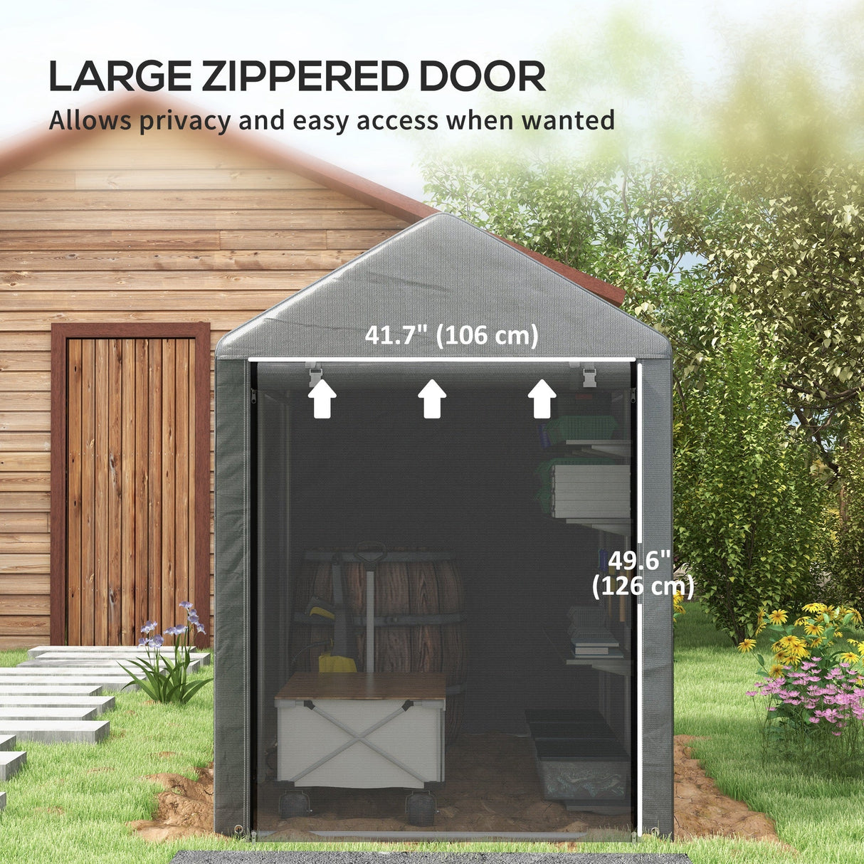 Temporary Garden Shed 179 x 120cm, Dark Grey