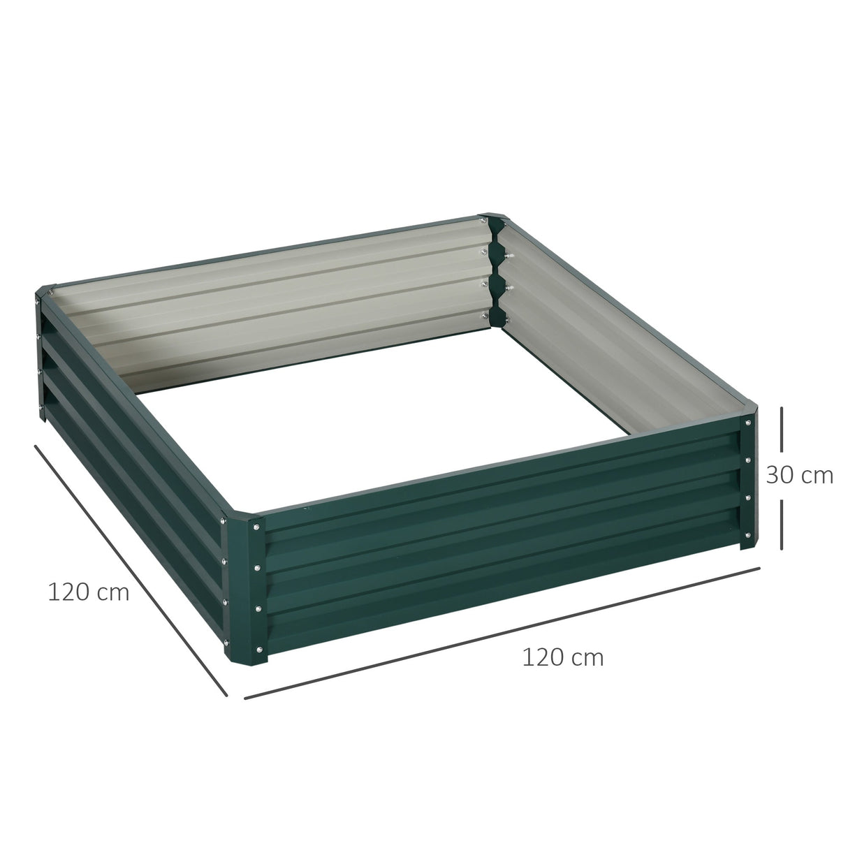 Square Raised Garden Bed Box, Weatherized Steel Frame for Vegetables, Flowers, & Herbs, Green