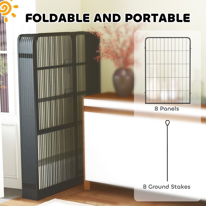 Eight-Panel Dog Playpen with Door, Large, 100cm Tall, Black