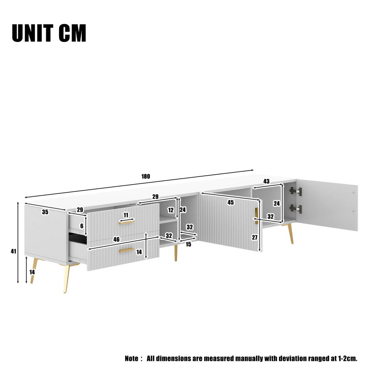 Modern White TV Stand for 75 Inch TV - TV Cabinet, Lowboard Media Console & Entertainment Center