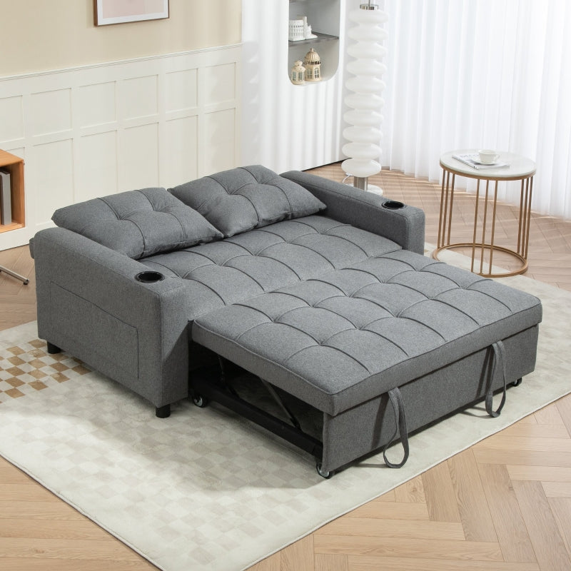 Two-Seater Pull-Out Sofa Bed - Charcoal Grey