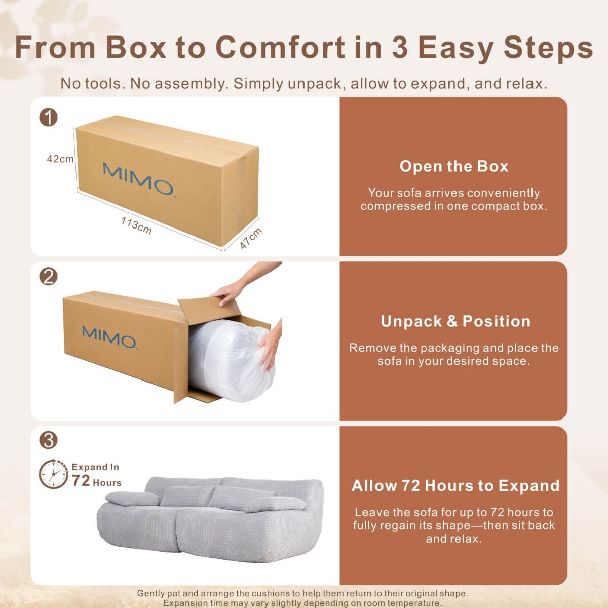 SOFTY Grey Indoor Modular Sofa Set - Space-Saving Compressed Sectional Sofa