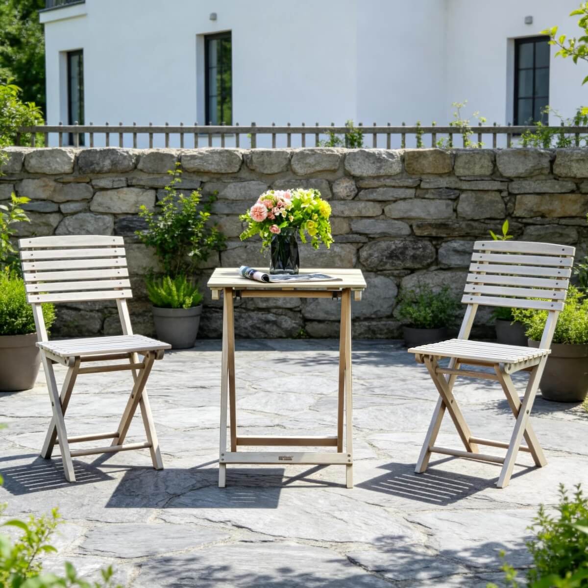 Wooden Outdoor Dining Set – Rectangular Table with Chairs for Garden, Patio or Balcony