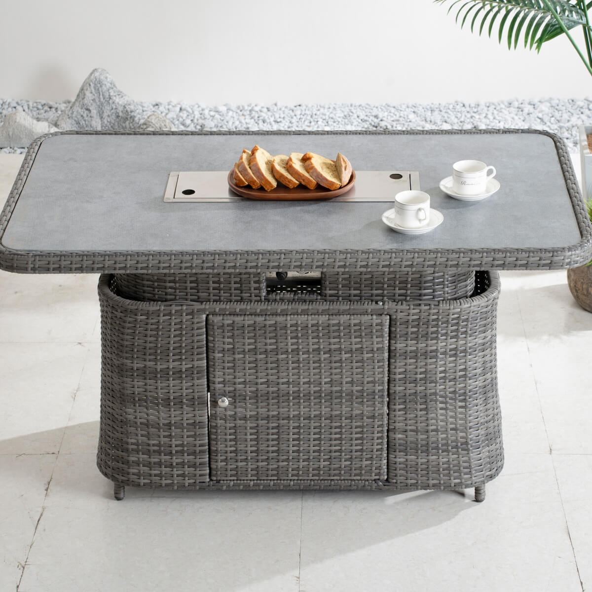 Aluminium Lift-Top Fire Pit Table - Adjustable Coffee & Dining Table