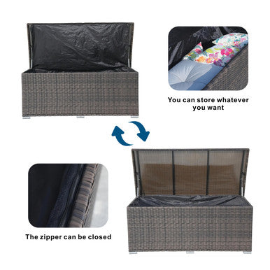 Medium Outdoor Rectangular Woven Rattan Storage Box - PA-3256M