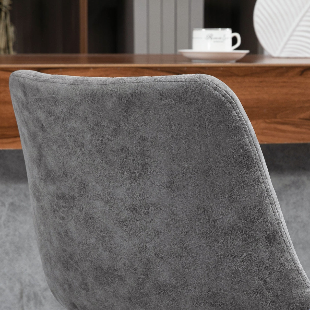 Modern Bar Stools Set of 2, Height Adjustable Swivel with Backrest, Gas Lift, Footrest, Microfibre, Grey