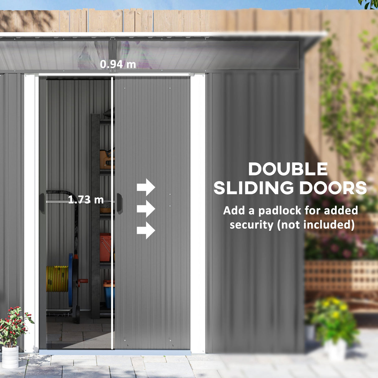 Garden Metal Storage Shed, House Hut Tool Storage with Tilted Roof and Ventilation, Grey