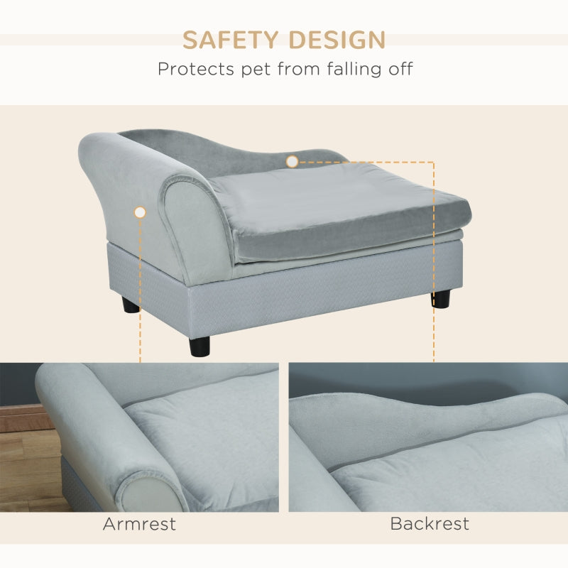 Pet Sofa Chair, with Storage & Cushion, Light Grey