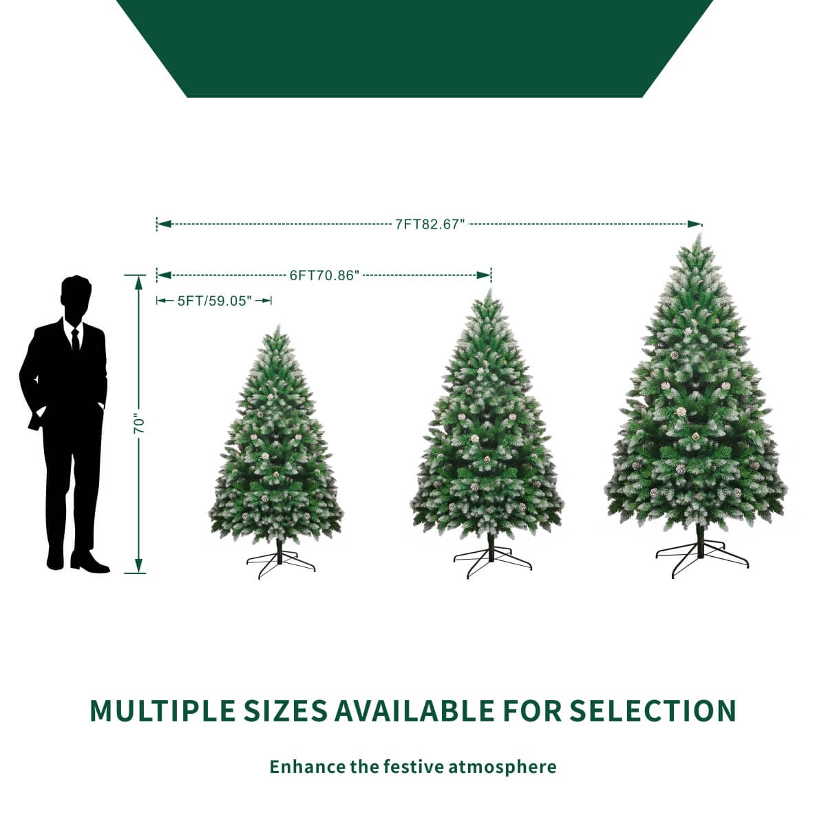 Snow-Flocked Artificial Christmas Tree with Pine Cones - Realistic Green Xmas Tree for Indoor Home Decoration