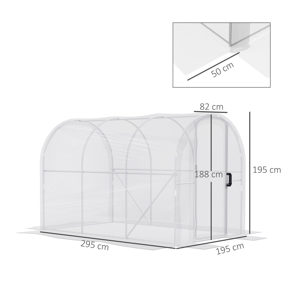 Polytunnel Greenhouse Walk-in Grow House, PE Cover Galvanised Steel Frame, Clear