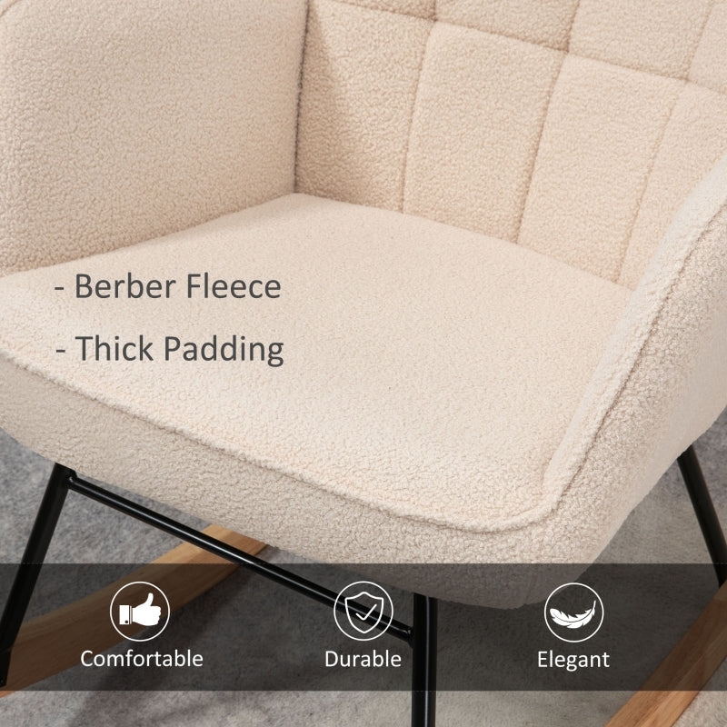 Berber Fleece Rocking Chair, Nursery Glider, Wingback, Beige