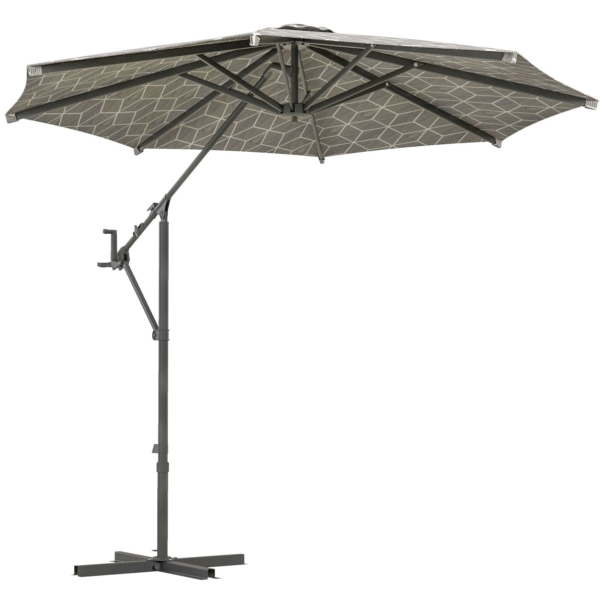 Convertible Cantilever Parasol, 3m, 360?? Rotation, Black and White