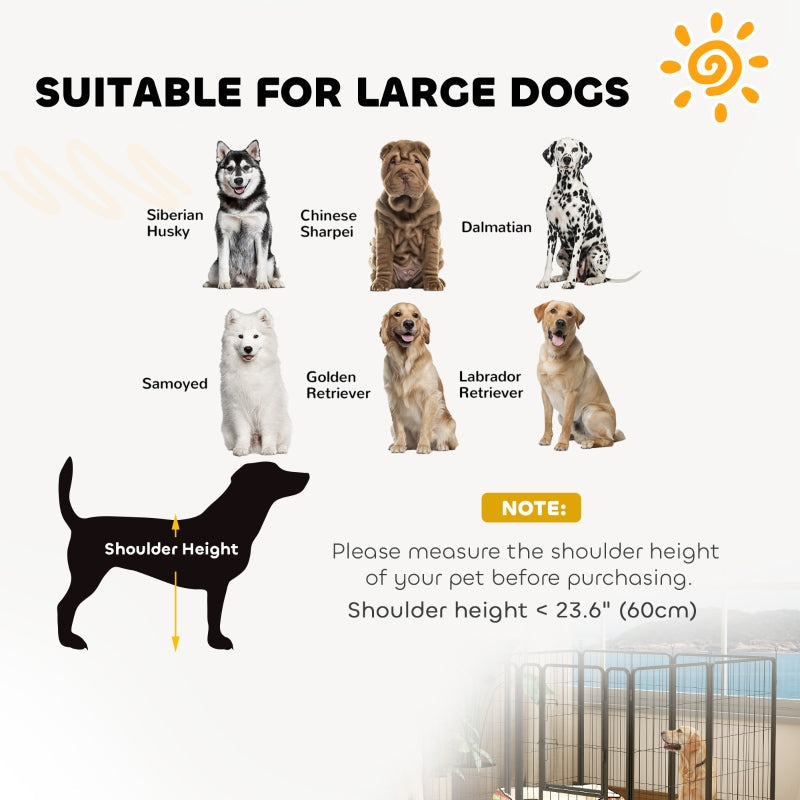 Eight-Panel Dog Playpen with Door, Large, 100cm Tall, Black