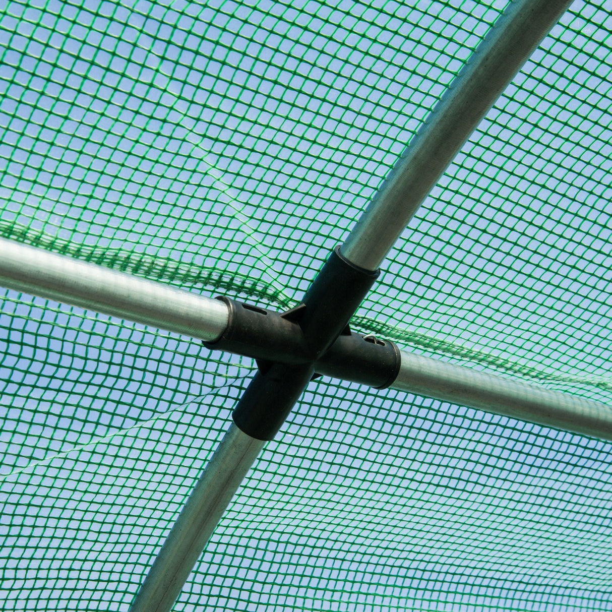 Polytunnel Greenhouse 6x3x2m Roll-up Door, 12 Mesh Windows, Green PE Cover