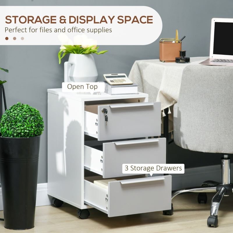 Three-Drawer Locking Filing Cabinet - Grey/White