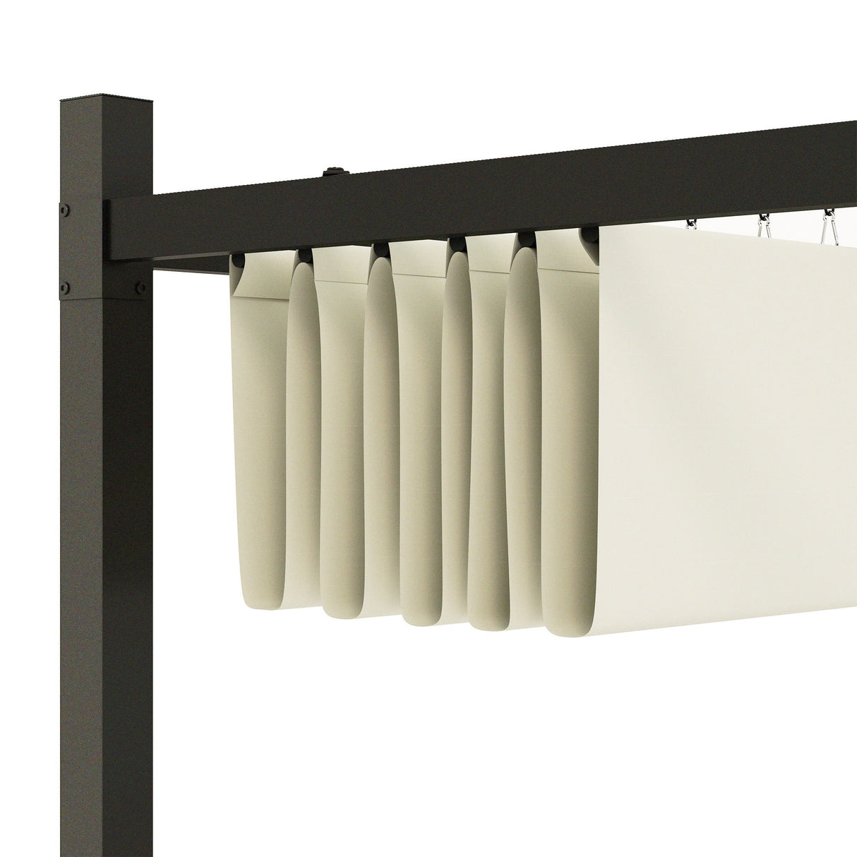 Metal Pergola with Retractable Roof, UPF30+, 80mm Column, Cream White
