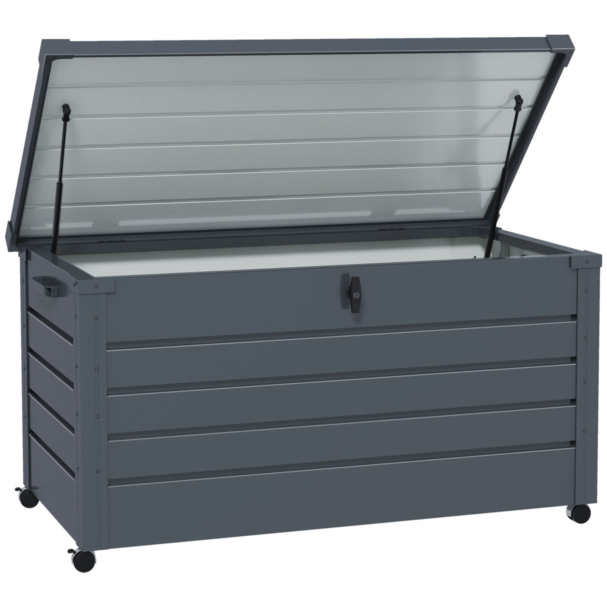 Garden Storage Box, 311L with Lock, Galvanised Steel Dark Grey