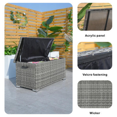 Small Outdoor Iron Frame Waterproof Rattan Storage Box - PA-3256S