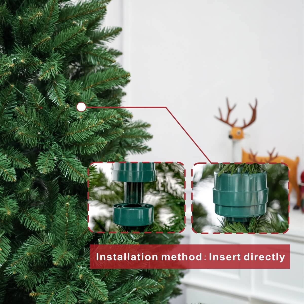 Realistic Full Green Artificial Christmas Tree - Lush PVC Xmas Tree for Indoor Home & Festive Decoration, 5ft/6ft/7ft