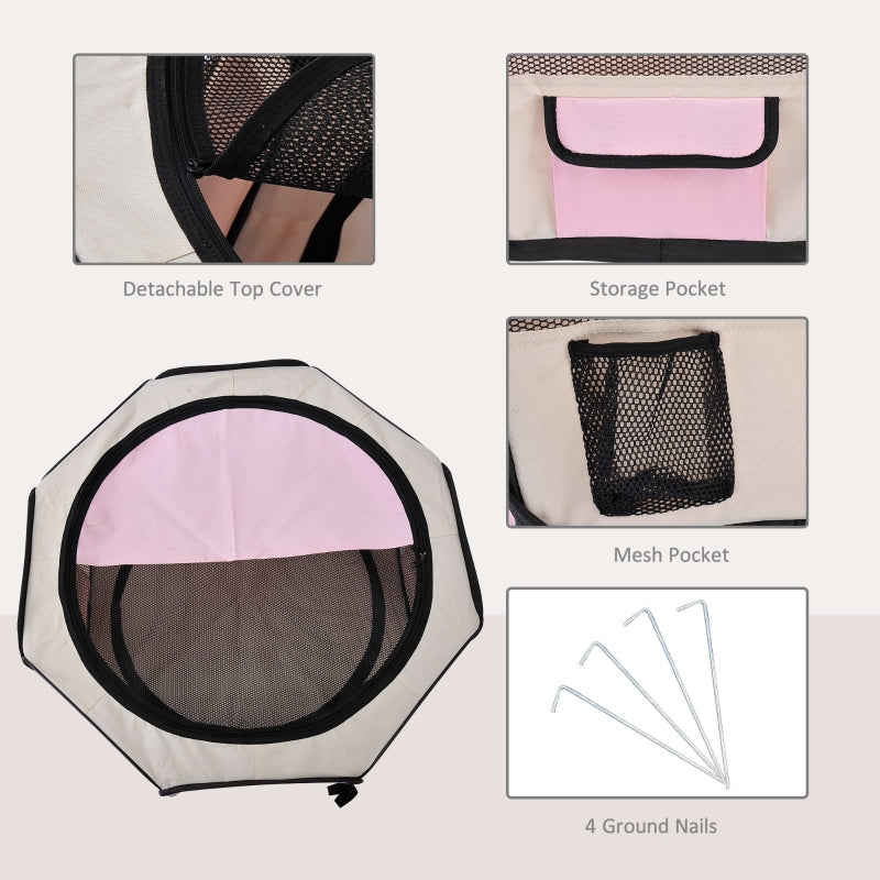 Portable Playpen, Pet Puppy Rabbit Guinea Pig Indoor & Outdoor, Pink