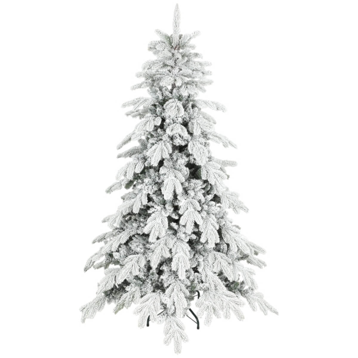 6FT Super Flocked Artificial Christmas Tree - Realistic Snow Effect, Green & White, Folding Metal Base