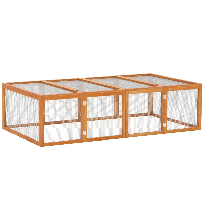 Rabbit Hutch Cage 6ft, Wire Mesh, Openable Roof, Natural Wood Finish