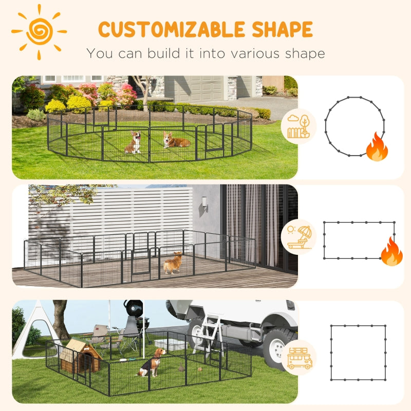 Puppy Playpen 16 Panels Heavy Duty, Small Dogs Indoor Outdoor - Grey