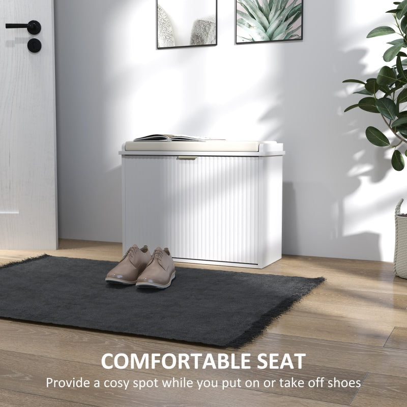 Elegant Six Shoe Bench with Top Seat - White