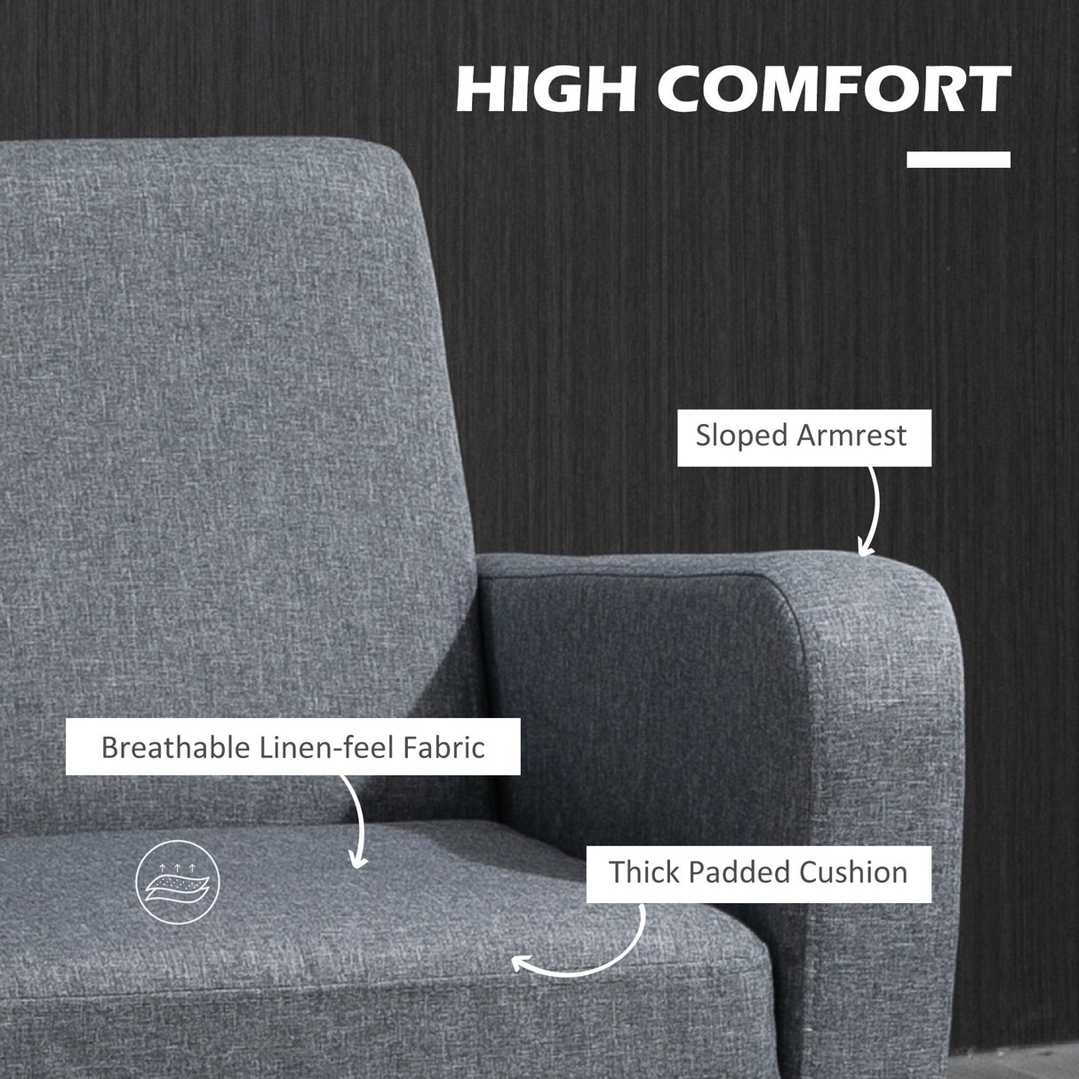 Modern Accent Chair, Occasional Chair, Rubber Wood Legs, Grey
