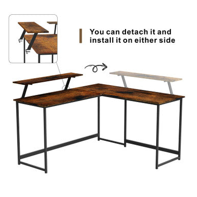 L-Shaped Black Computer Desk with Corner Workstation Table - DT-24612